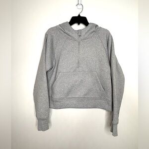 Laslulu 1/2 Zip Cropped Hoodie Fleece Lined Sz M Gray Athleisure Cozy